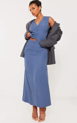 Denim Tailored Woven Fitted Vest