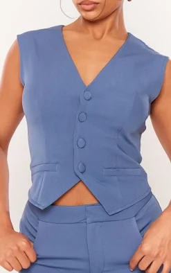 Denim Tailored Woven Fitted Vest