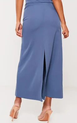 Denim Tailored Woven High Waist Midaxi Skirt