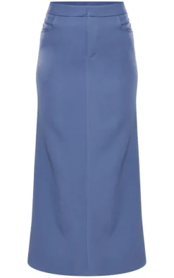 Denim Tailored Woven High Waist Midaxi Skirt