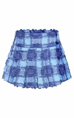 Denim Textured Woven Trim Detail Mini Skirt