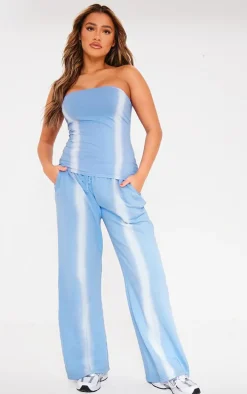 Denim Washed Seam Detail Low Rise Sweatpants