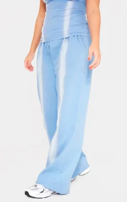 Denim Washed Seam Detail Low Rise Sweatpants