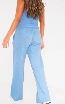 Denim Washed Seam Detail Low Rise Sweatpants