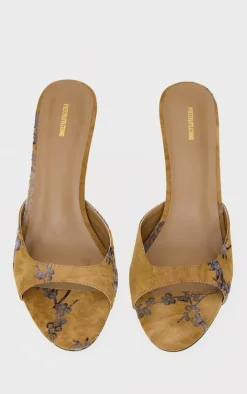 Devore Print Round Toe High Stiletto Heeled Mules