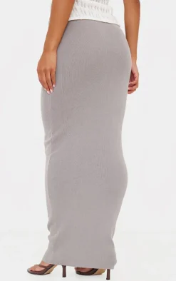 Dove Grey Fine Knit Maxi Skirt