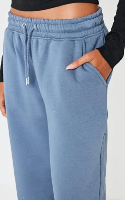 Dusty Blue Drawcord Wide Leg Sweatpants