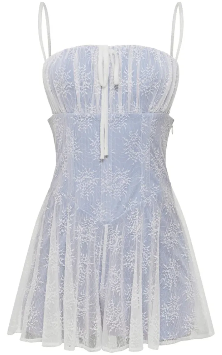 Dusty Blue Lace Detail Floaty Romper