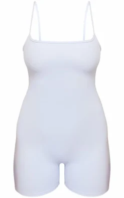 Dusty Blue Snatched Sculpt Strappy Square Neck Unitard