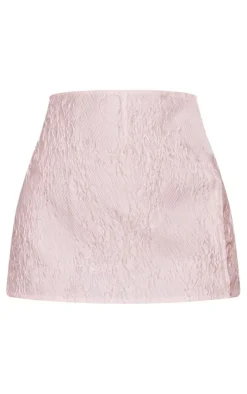 Dusty Pink Crinkle Jacquard Mini Skirt