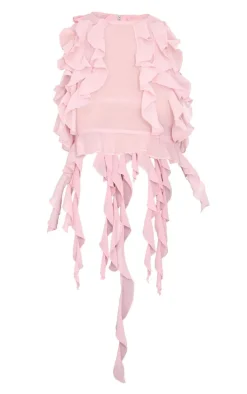 Dusty Pink Ruffled Train Crop Top