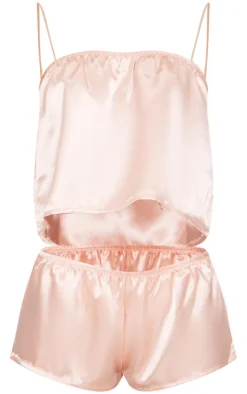 Dusty Pink Satin Cami And Short Pj Set