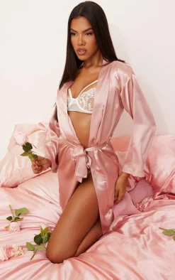 Dusty Pink Satin Robe