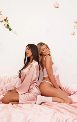 Dusty Pink Satin Robe