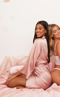 Dusty Pink Satin Robe