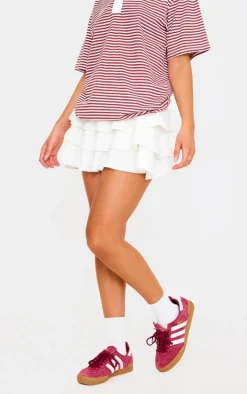 Ecru Brushed Rib Rara Mini Skirt