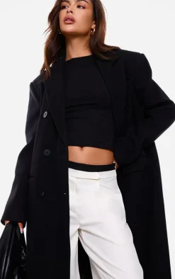 Ecru Contrast Double Waistband Detail Tailored Pants