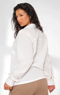 Ecru Contrast Stitch Long Sleeve Shirt