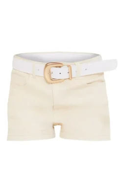 Ecru Longline Denim Tailored Shorts