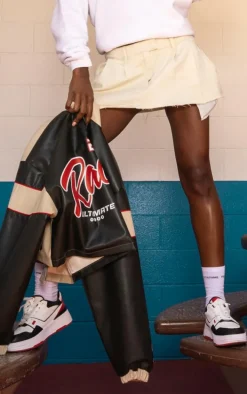 Ecru Low Rise Micro Mini Tennis Denim Skirt