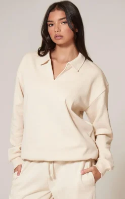 Ecru Premium Collared Oversized Sweatshirt