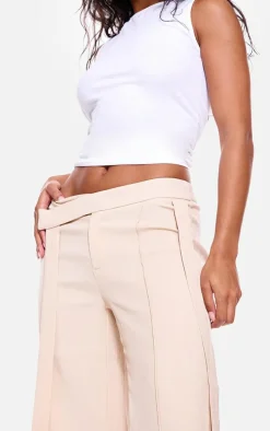 Ecru Premium Tie Detail Waistband Woven Tailored Pants