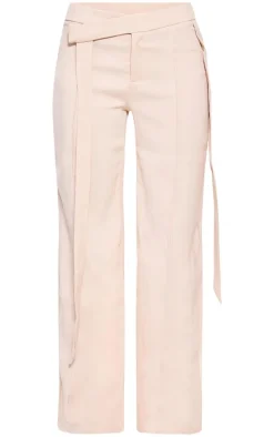 Ecru Premium Tie Detail Waistband Woven Tailored Pants