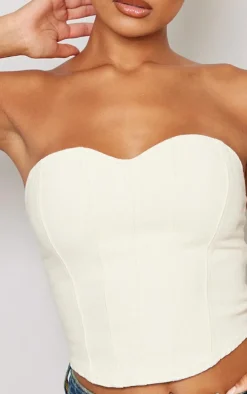 Ecru Seam Detail Denim Corset Top
