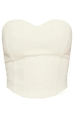 Ecru Seam Detail Denim Corset Top
