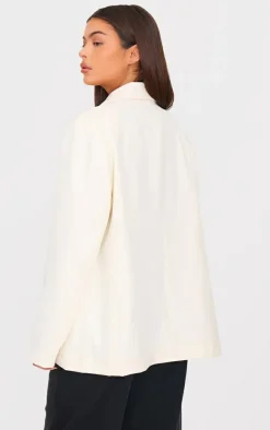 Ecru Seam Detail Structured Oversized Blazer