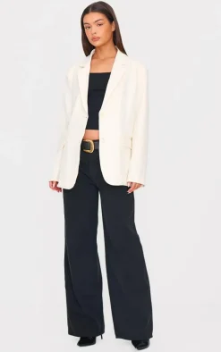 Ecru Seam Detail Structured Oversized Blazer