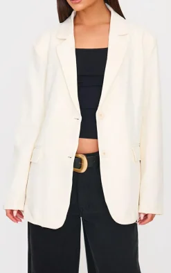 Ecru Seam Detail Structured Oversized Blazer