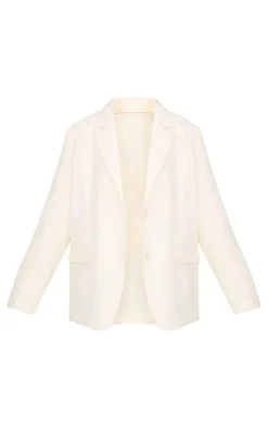 Ecru Seam Detail Structured Oversized Blazer