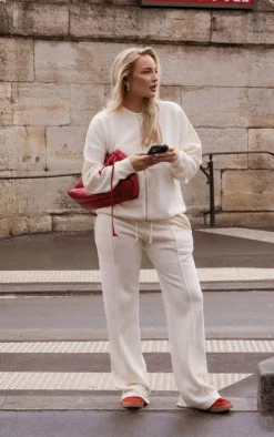 Ecru Washed Seam Detail Straight Leg Sweatpants