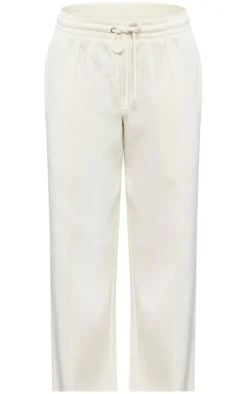 Ecru Washed Seam Detail Straight Leg Sweatpants