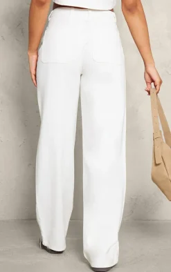 Ecru Wide Leg Jeans