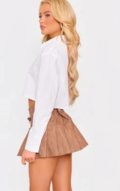 Ecru Zip Up Cropped Shirt