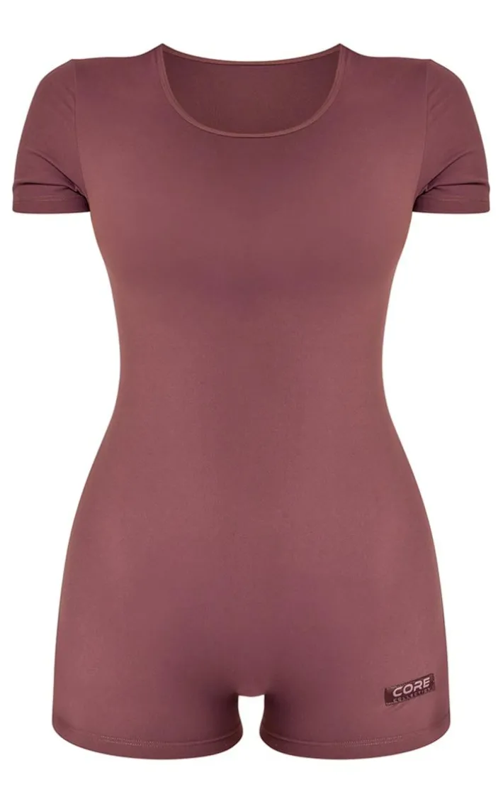 Eggplant Core Collection Tab Snatched Sculpt Short Sleeve Unitard