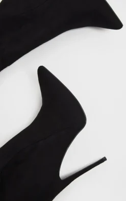 Emmi Black Faux Suede Extreme Thigh High Heeled Boots