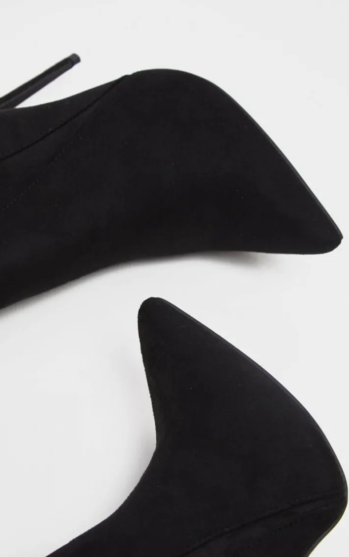 Emmi Black Faux Suede Extreme Thigh High Heeled Boots
