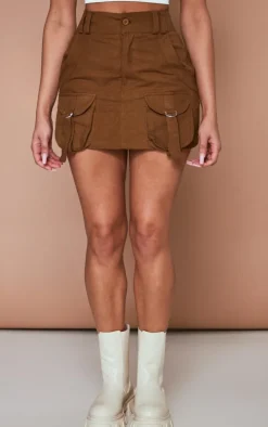 Espresso Cargo Pocket Detail Micro Mini Skirt