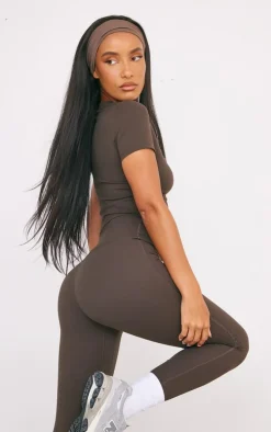 Espresso Sculpt Short Sleeve Crop Gym Top