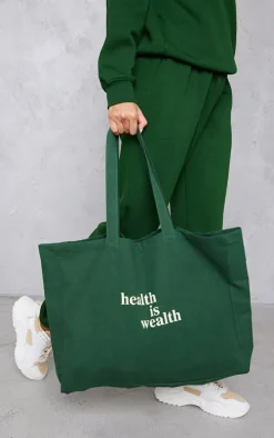 Forest Green Graphic Oversized Tote Bag