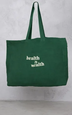 Forest Green Graphic Oversized Tote Bag