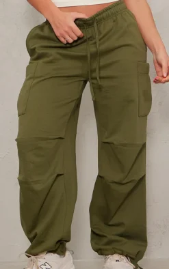 Forest Green Pocket Detail Pintuck Cargo Joggers