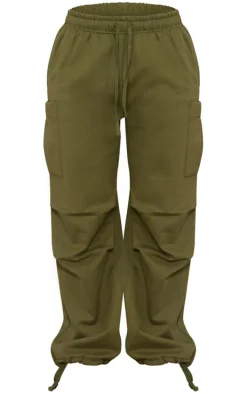 Forest Green Pocket Detail Pintuck Cargo Joggers