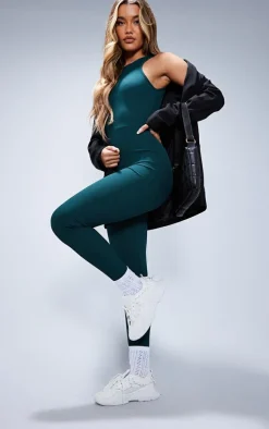 Forest Green Racer Rib Jumpsuit