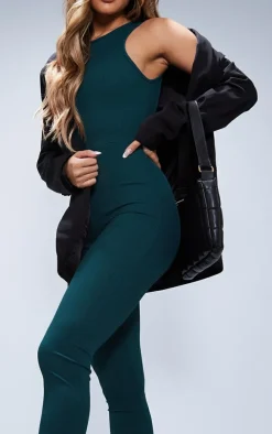 Forest Green Racer Rib Jumpsuit