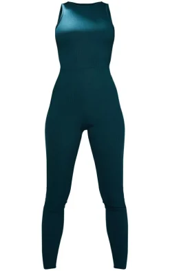 Forest Green Racer Rib Jumpsuit