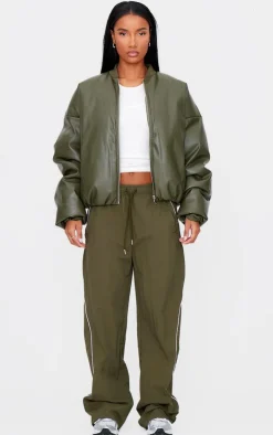 Forest Green Shell Side Stripe Track Pants